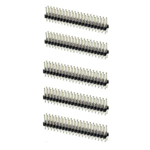 Five sets of ShillehTek 5pcs dual male header pins arranged vertically