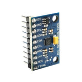 Close-up of blue ShillehTek MPU9250 GY-9250 9-Axis Accelerometer Sensor module