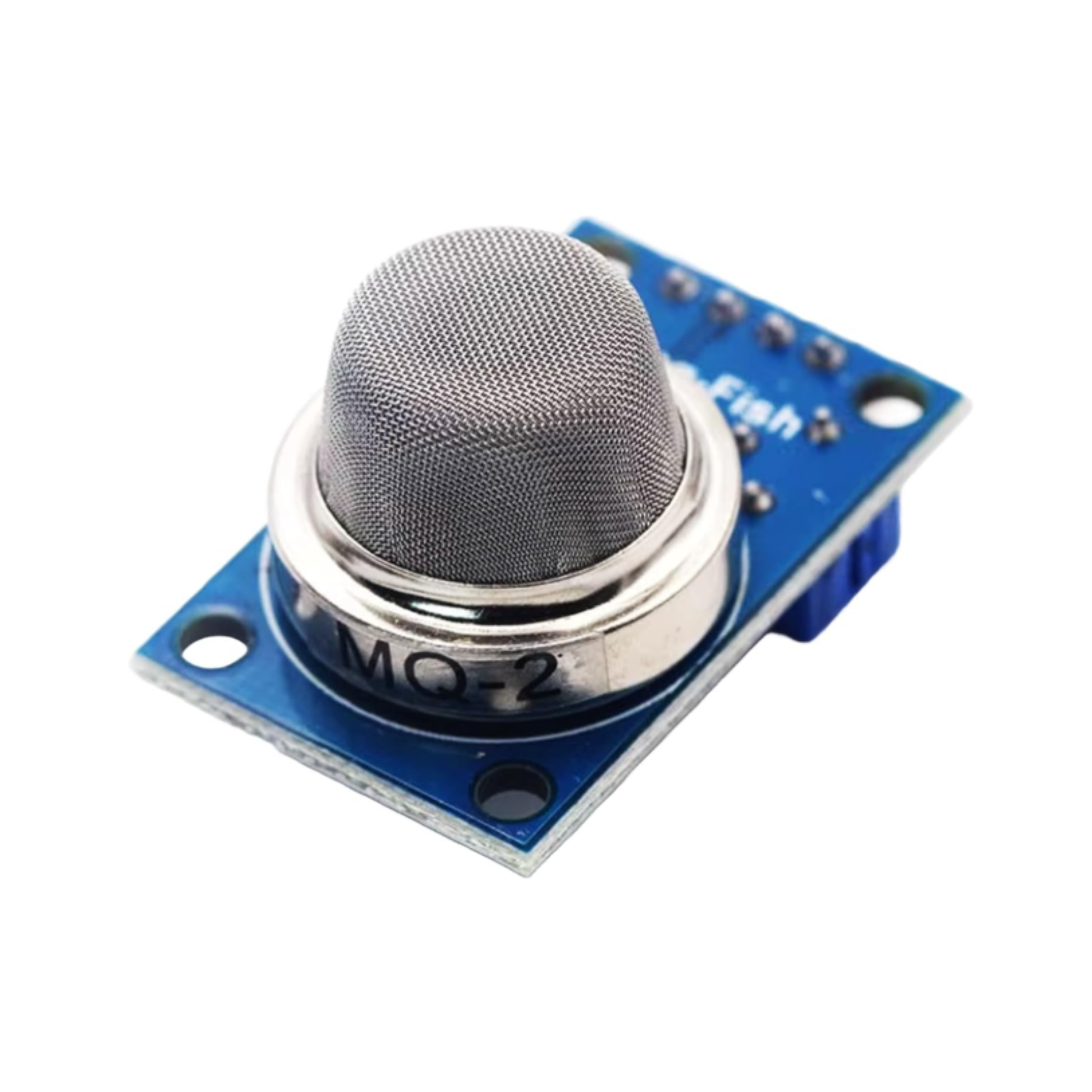ShillehTek MQ-2 Flammable Gas & Smoke Sensor Module angled view with blue circuit board