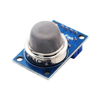 ShillehTek MQ-2 Flammable Gas & Smoke Sensor Module angled view with blue circuit board