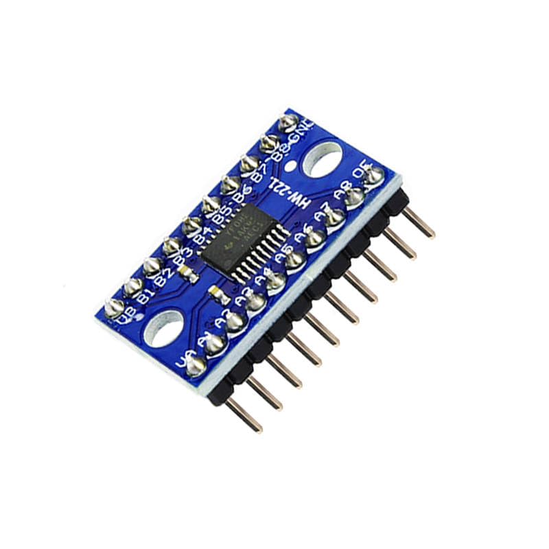 ShillehTek Pre-Soldered TXS0108E Logic Level Converter showing pins and circuit board