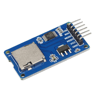 Blue Micro SD TF Card Adapter with metal slot and pins ShillehTek module