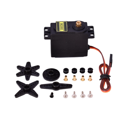 ShillehTek MG995 Metal Gear Servo Motor with connecting cable and attachment accessories