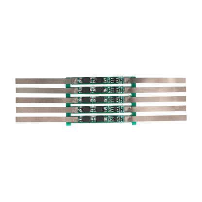 Five 1S 3.7V 3A 2MOS BMS lithium-ion 18650 battery protection circuit boards with metal tabs