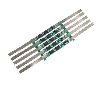 Set of four 1S 3.7V 3A 2MOS BMS lithium-ion battery protection board strips with metal contacts