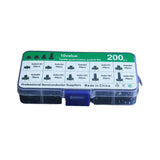 200-piece tactile push button switch kit with 10 sizes in a plastic storage box
