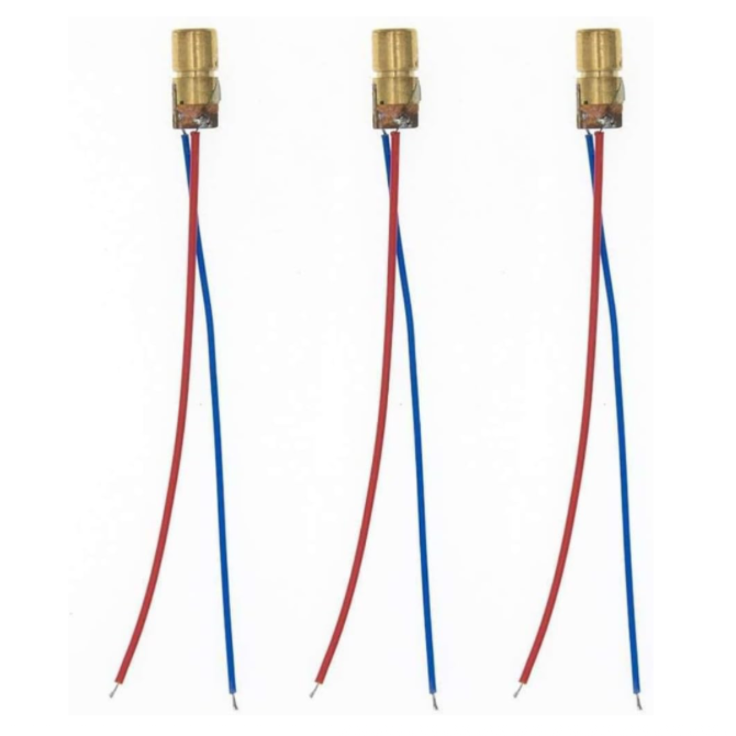 Set of three brass 6mm 650nm 5mW red laser diode modules with wires