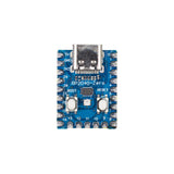 angled close-up showing USB-C port and soldered pins on ShillehTek RP2040 Zero Microcontroller Board