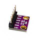 Backside of ShillehTek Pre-Soldered BME280 sensor with labeled pins and mounting holes