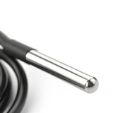 Close-up of stainless steel probe tip on ShillehTek DS18B20 temperature sensor