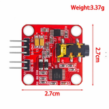 ShillehTek EMG sensor red circuit board showing dimensions 2.7cm