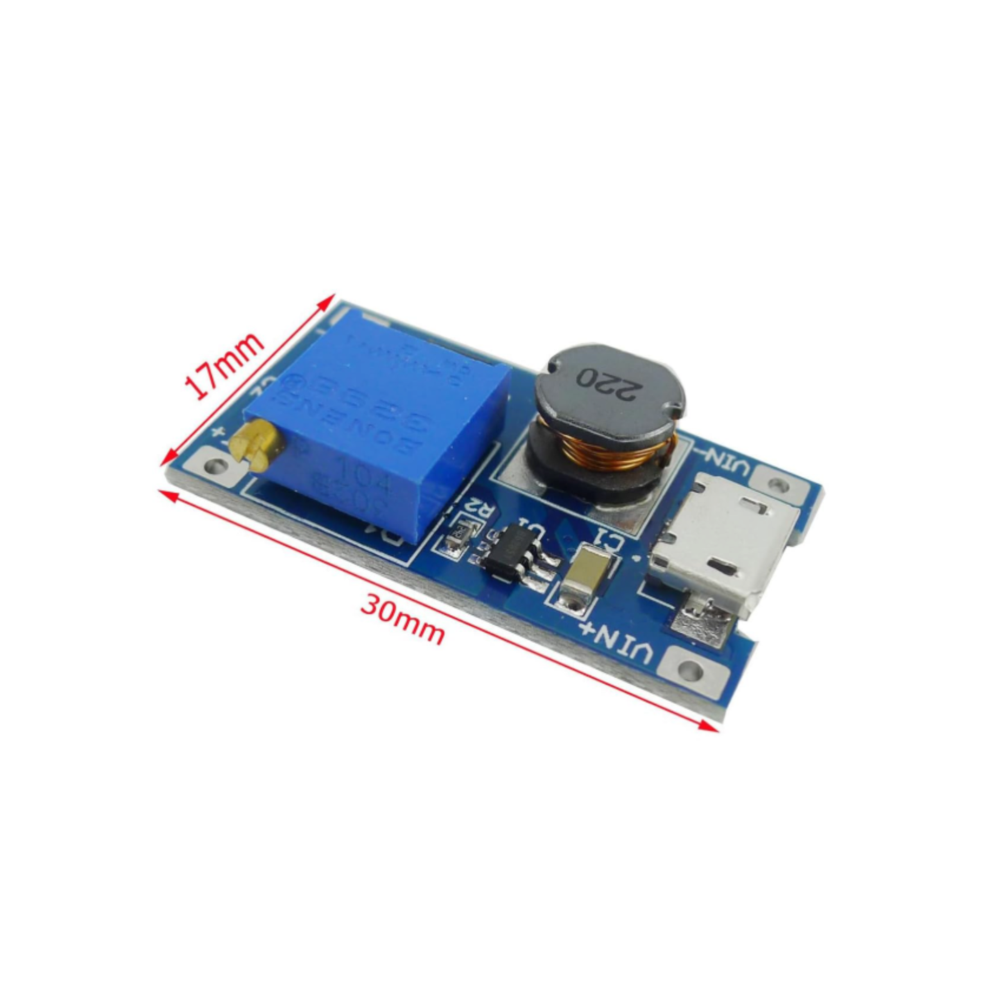 ShillehTek MT3608 DC-DC step up boost converter with 30x17mm dimensions