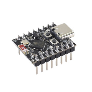 Close-up top angled view of ESP32-C3 4MB Pre-Soldered WiFi Dev Board for Arduino