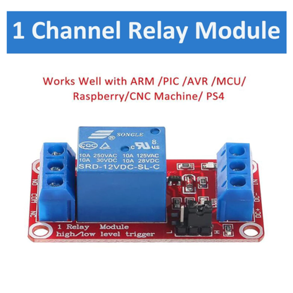 ShillehTek 1-Channel Relay Module showing compatibility with ARM Raspberry Pi PS4