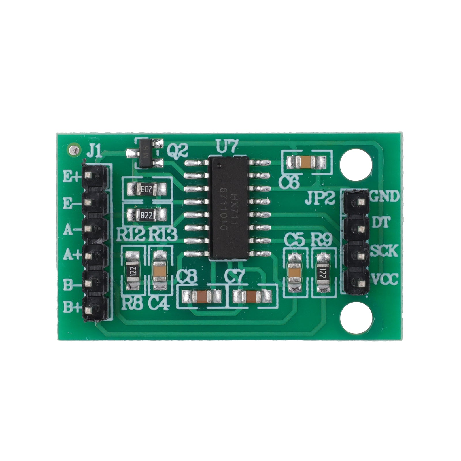 Top view of green HX711 Pre-Soldered Large Load Cell Amplifier Module for Arduino