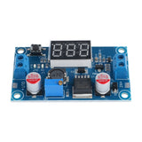 Front angle of ShillehTek LM2596 DC-DC buck converter module with digital display