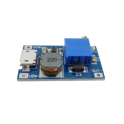 Top view of ShillehTek MT3608 DC-DC boost converter power module