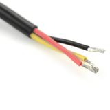 Exposed red yellow and black wires on ShillehTek DS18B20 digital temperature sensor cable