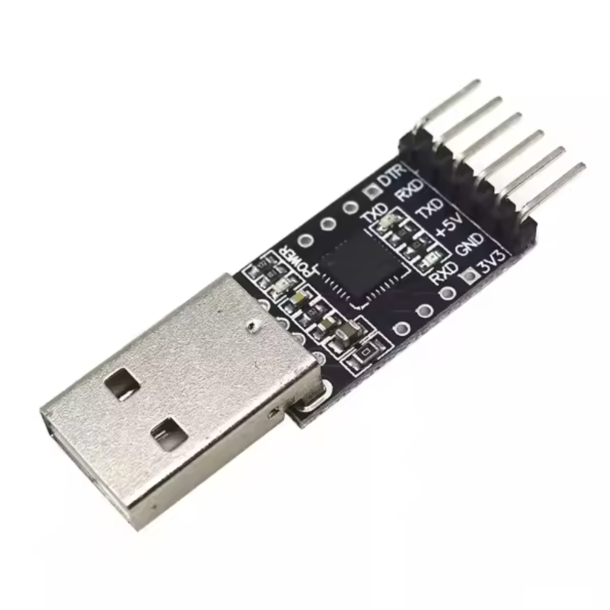 Close-up front side of ShillehTek CP2102 USB to TTL UART Serial Converter Module