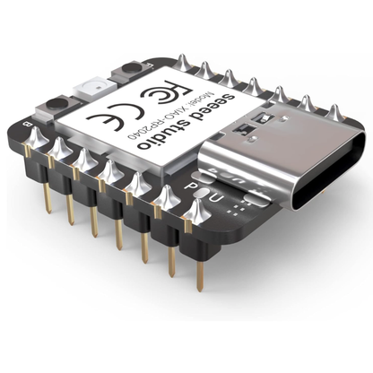 Close side angle of ShillehTek Seeed Studio Arduino RP2040 microcontroller pins
