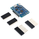 ESP8266 D1 Mini V3 4MB blue circuit board bottom view close up Arduino