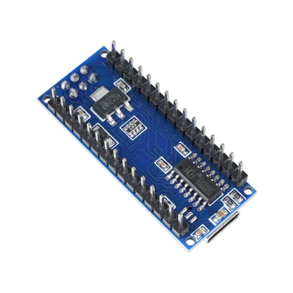 Arduino Nano V3.0 ATmega328P Type-C board bottom angled pins and ICs