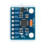Top view of ShillehTek MPU6050 IMU accelerometer sensor showing chip and labeled pins