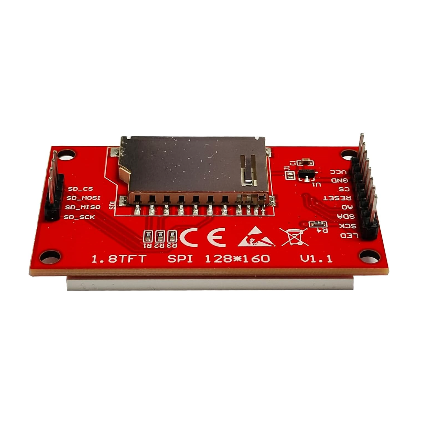 ShillehTek 1.8 inch TFT LCD display front angled view highlighting screen and connector ribbon