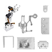 3DOF DIY robot arm kit with metal parts, 3 MG995 servos, and mounting hardware for assembly