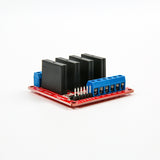 4-channel 5V solid state relay module with blue screw terminals and black relays for Arduino and ESP32