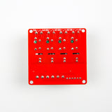 Back side of 4-channel 5V solid state relay module showing solder points and circuit traces