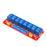 ShillehTek 8-channel relay module showing detailed blue relay components