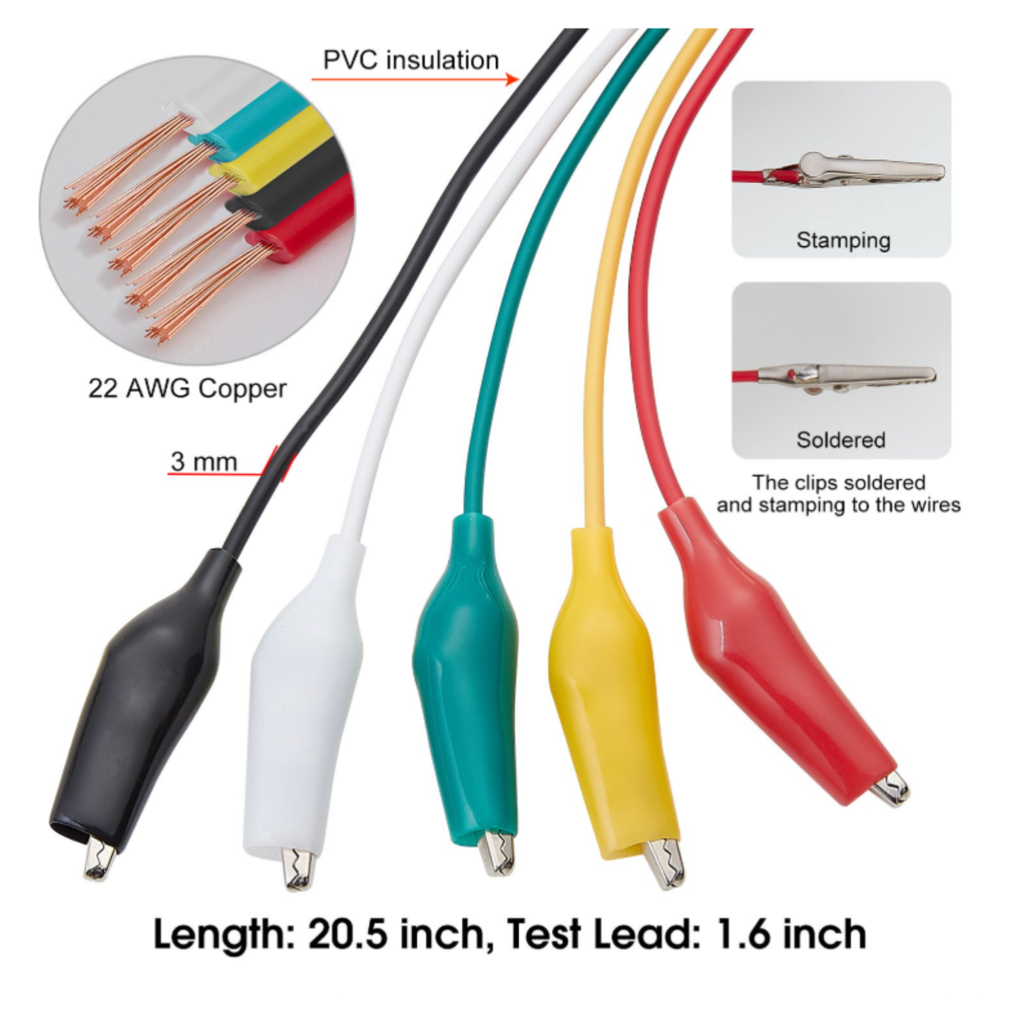 Detailed image of ShillehTek test lead wires with copper strands and insulation features