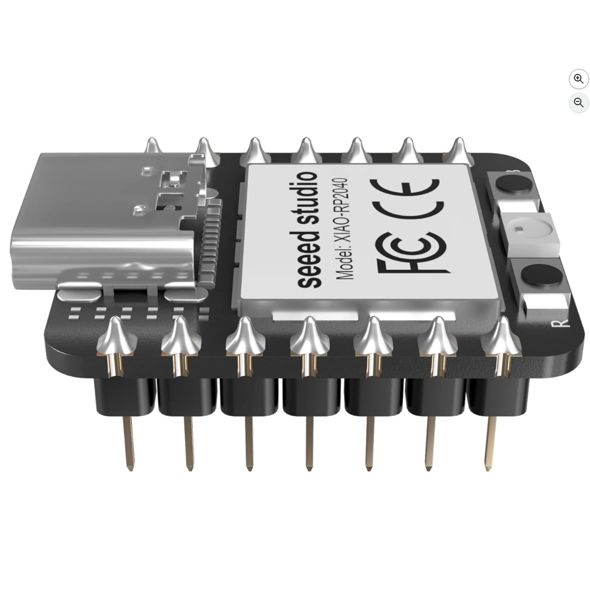 Top annotated layout of ShillehTek Seeed Studio XIAO RP2040 microcontroller LEDs and pins