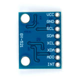 Back of ShillehTek MPU6050 GY521 accelerometer sensor with visible solder points and labels