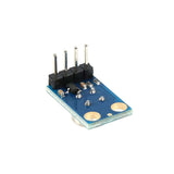 Underside view of ShillehTek MLX90614 IR sensor with electronic components and pins