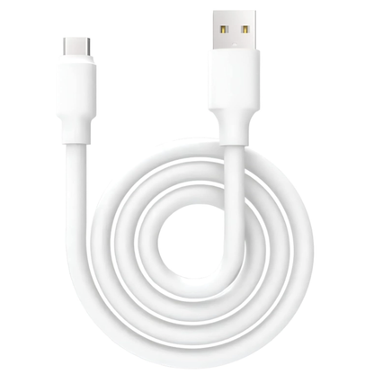 Coiled white USB-C to USB-A cable for ESP32-C6 XIAO Seeed development board