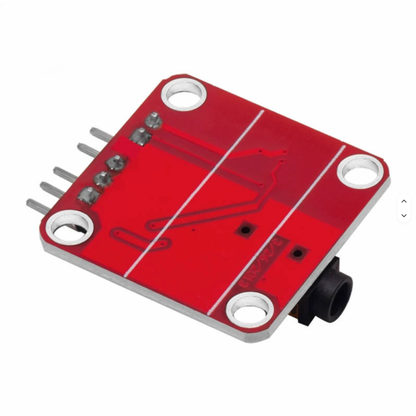 Back side of ShillehTek EMG sensor module showing red PCB