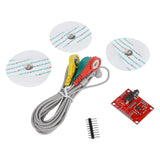 ShillehTek AD8232 ECG Module components with adhesive pads and red circuit board