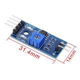 ShillehTek soil moisture sensor module showing dimensions of the board