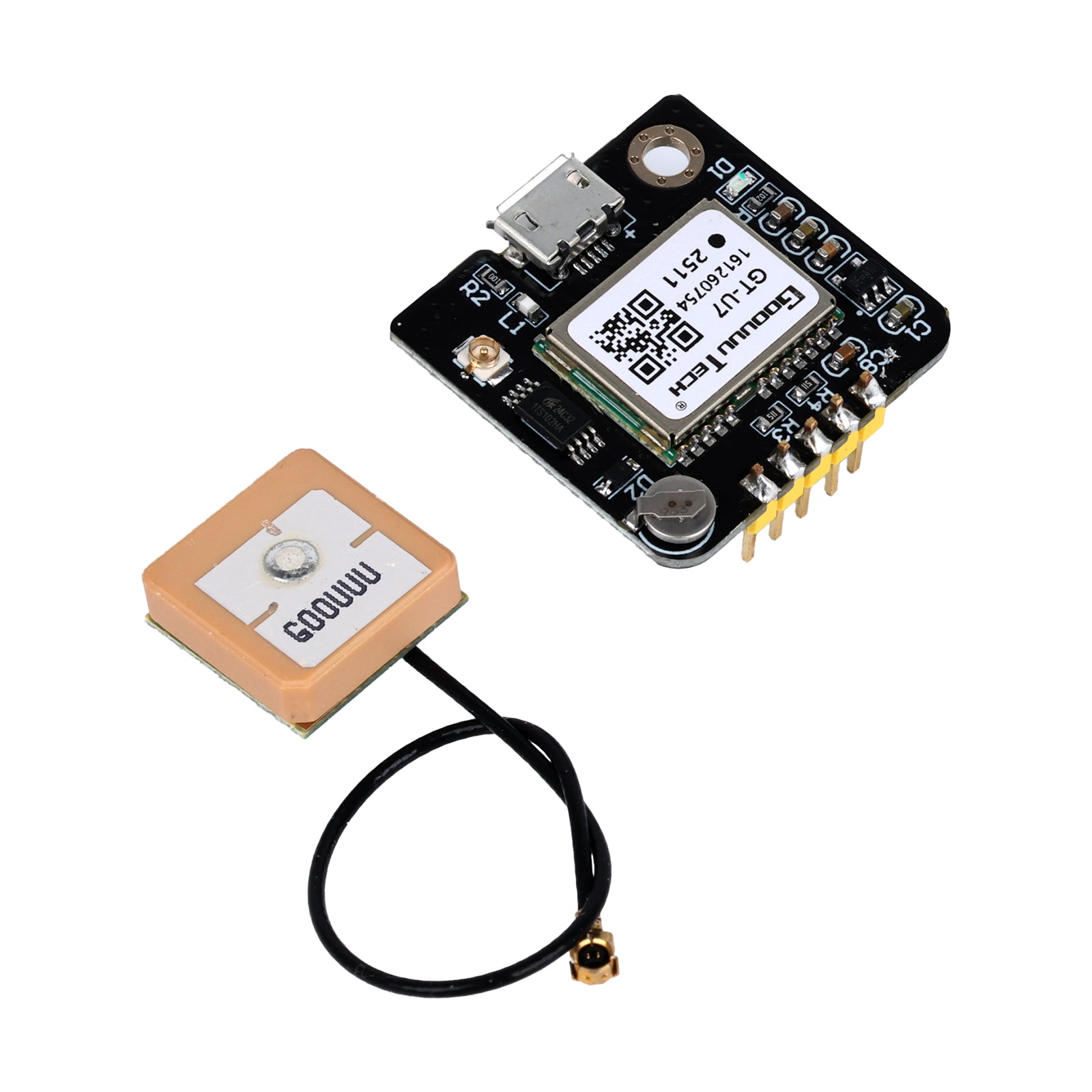 GT-U7 NEO-6M GPS Module and antenna with visible circuit details ShillehTek