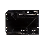 Back side of LCD1602 16x2 Keypad Shield showing solder points and circuit paths