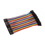 Multicolor ShillehTek jumper wires angled view with female to male connectors