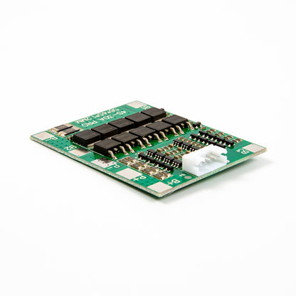 4S 30A 18650 lithium battery protection board with cable and electronic components on green PCB