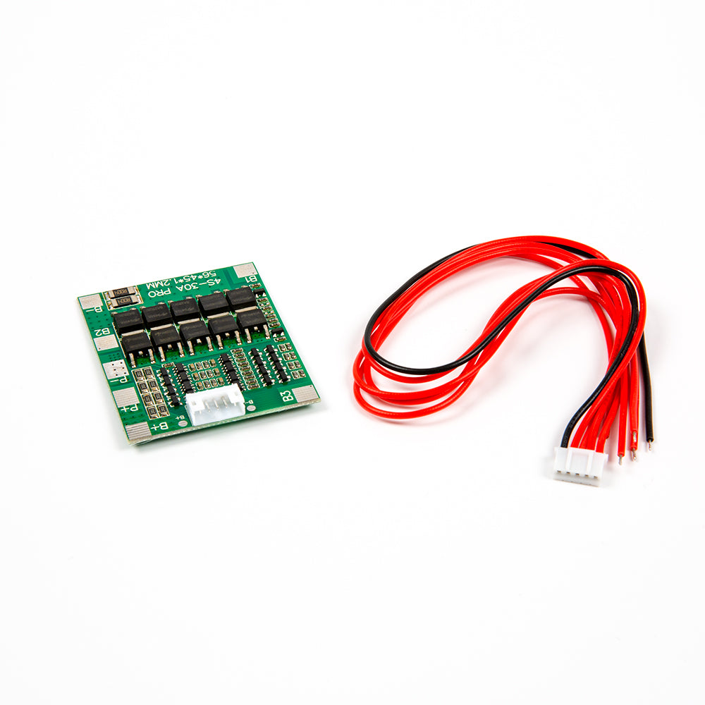 4S 30A 18650 lithium battery protection circuit board with red and black cable for 14.8V to 16V packs