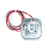 50kg half-bridge load cell strain sensor with attached red, black, and white wires for body scale applications