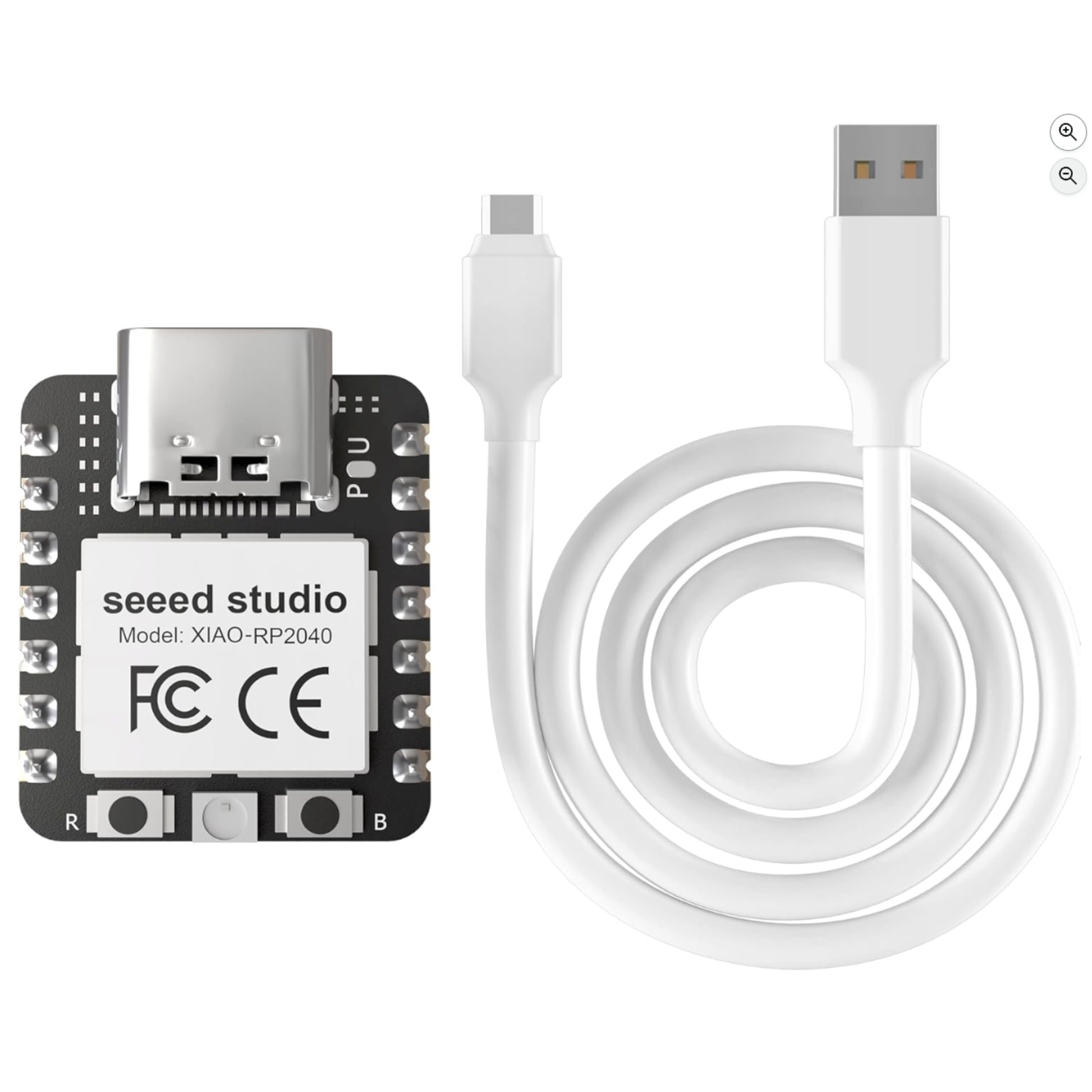 ShillehTek Seeed Studio XIAO RP2040 microcontroller with USB C cable coiled