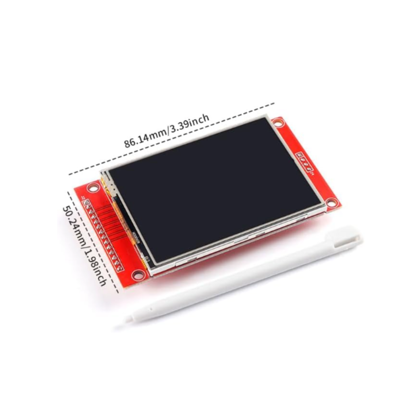 ShillehTek 2.8 inch SPI TFT LCD touch screen with size dimensions and stylus