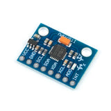 Angled view of ShillehTek MPU6050 IMU sensor with headers beside it