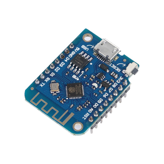 ESP8266 D1 Mini V3 4MB blue circuit board top view for Arduino